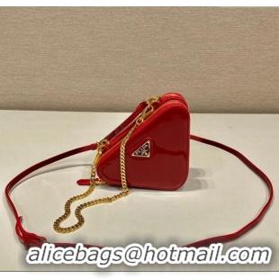 Top Grade Prada Patent leather mini pouch 1NR015 Red 2023