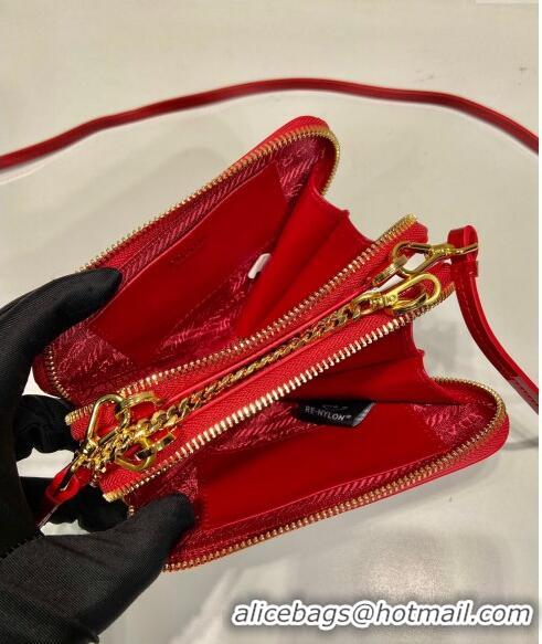 Top Grade Prada Patent leather mini pouch 1NR015 Red 2023