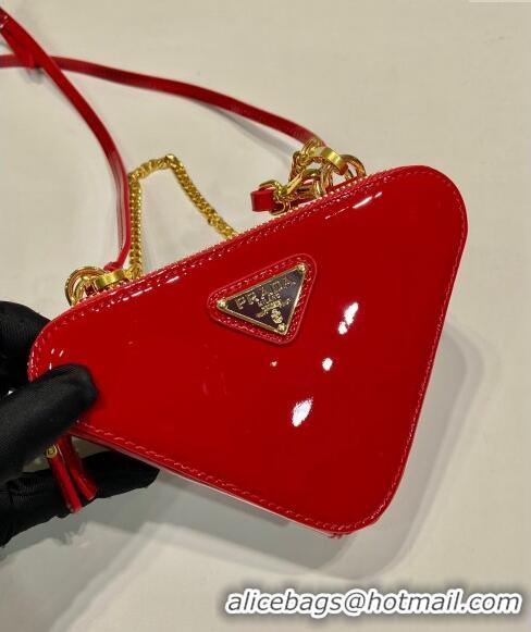 Top Grade Prada Patent leather mini pouch 1NR015 Red 2023