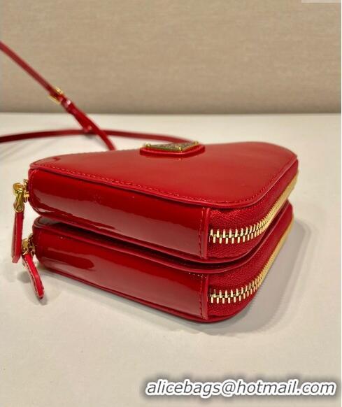 Top Grade Prada Patent leather mini pouch 1NR015 Red 2023