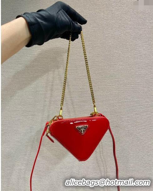 Top Grade Prada Patent leather mini pouch 1NR015 Red 2023