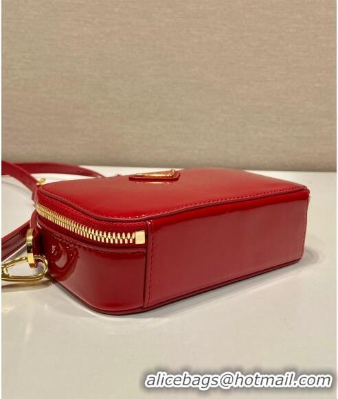 Trendy Design Prada Odette patent leather mini-bag 1BH206 Red 2024