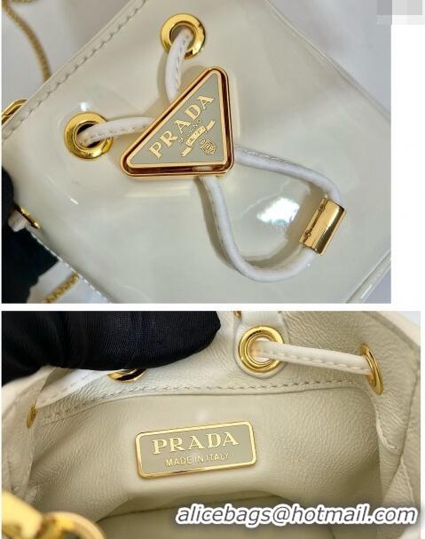 Buy Classic Prada Patent leather mini-pouch 1NR016 White 2023