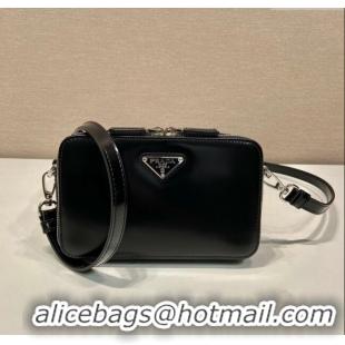 Luxury Discount Prada Mens Brique Brushed leather bag 2VH173 Black 2024