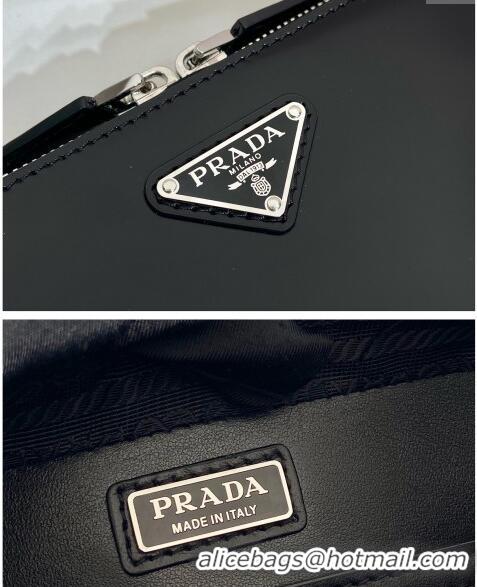 Luxury Discount Prada Mens Brique Brushed leather bag 2VH173 Black 2024