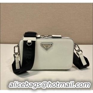 Buy Discount Prada Mens Brique Saffiano leather bag 2VH173 White 2024