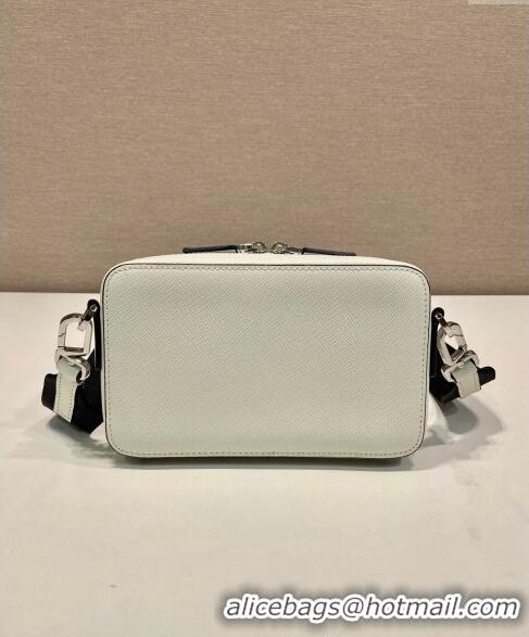 Buy Discount Prada Mens Brique Saffiano leather bag 2VH173 White 2024