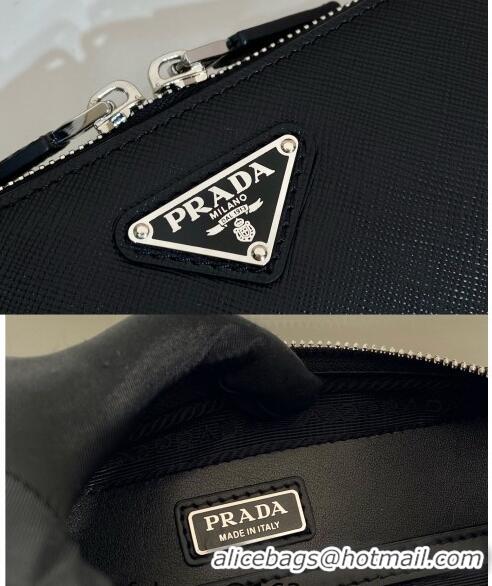 Shop Luxurious Prada Mens Brique Saffiano leather bag 2VH173 Black 2024