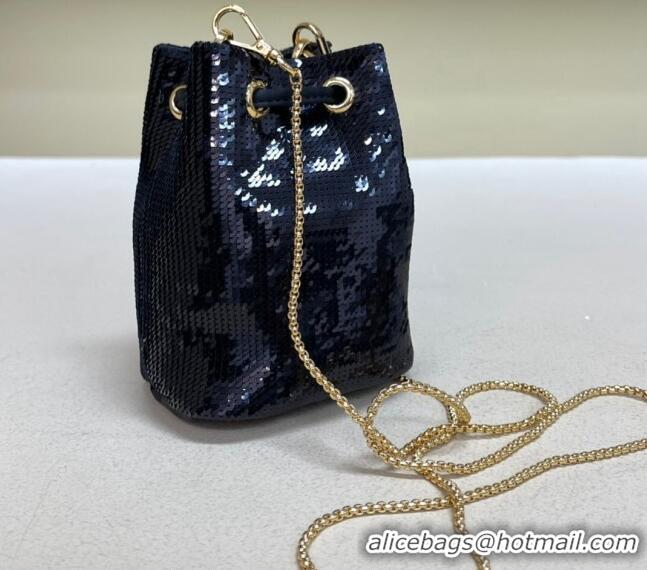 Market Sells Prada Sequins mini-pouch 1NR016 Navy Blue 2024