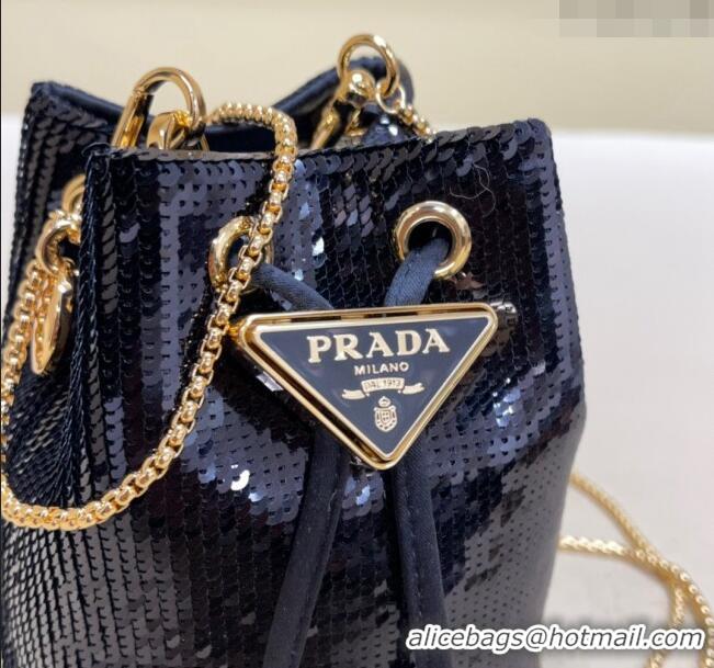 Market Sells Prada Sequins mini-pouch 1NR016 Navy Blue 2024