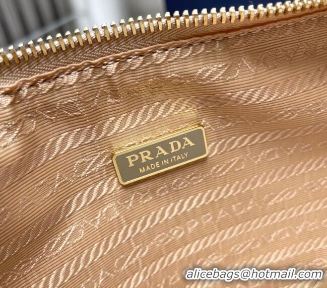 Cheapest Prada Embroidered jacquard fabric mini-bag 1BC543 Beige/Chalk White 2024