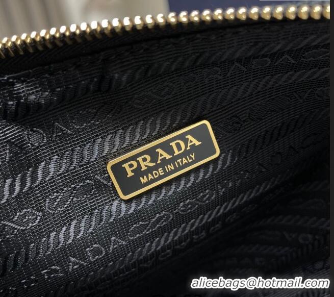 Best Price Prada Embroidered jacquard fabric mini-bag 1BC543 Black/Beige 2024