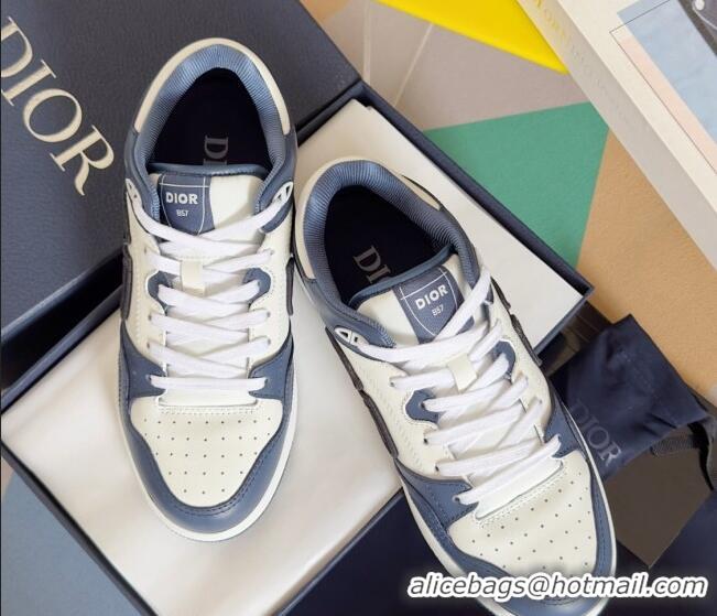 Low Cost Dior B57 Low-Top Sneakers in Calfskin with Oblique Jacquard CD Navy Blue 905022