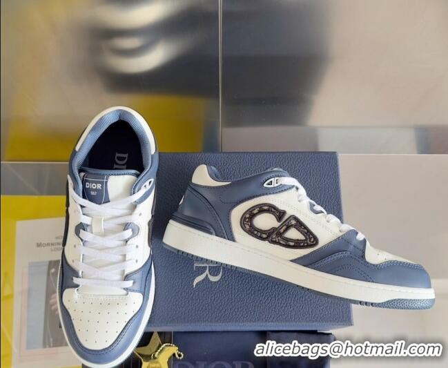 Low Cost Dior B57 Low-Top Sneakers in Calfskin with Oblique Jacquard CD Navy Blue 905022