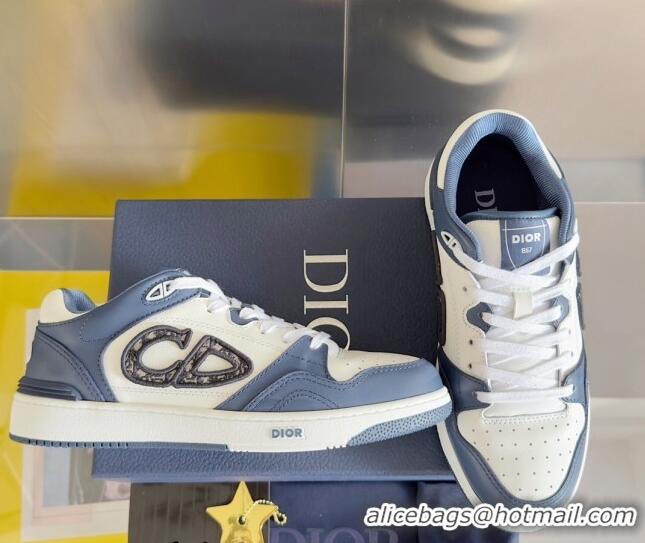 Low Cost Dior B57 Low-Top Sneakers in Calfskin with Oblique Jacquard CD Navy Blue 905022