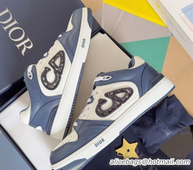 Low Cost Dior B57 Low-Top Sneakers in Calfskin with Oblique Jacquard CD Navy Blue 905022