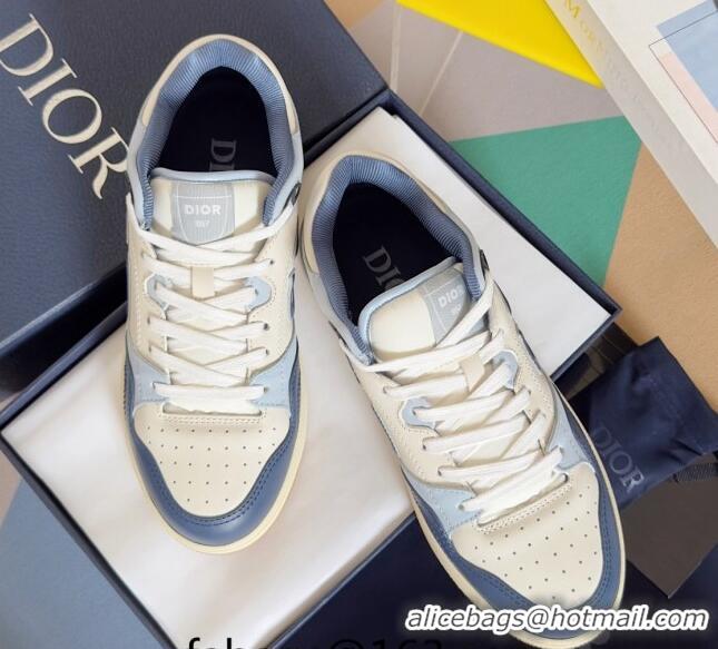 Modern Dior B57 Low-Top Sneakers in CD Calfskin Leather Light Blue 905024