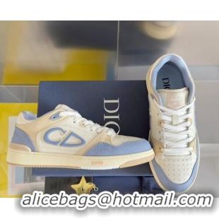 Shop Duplicate Dior B57 Low-Top Sneakers in CD Calfskin and Suede Blue/Beige 905026