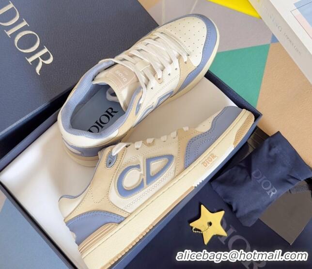 Shop Duplicate Dior B57 Low-Top Sneakers in CD Calfskin and Suede Blue/Beige 905026