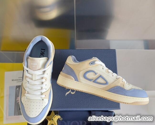 Shop Duplicate Dior B57 Low-Top Sneakers in CD Calfskin and Suede Blue/Beige 905026