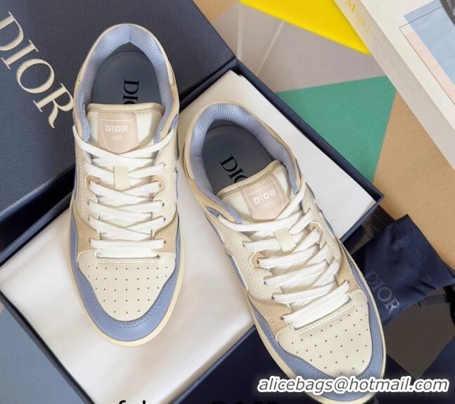 Shop Duplicate Dior B57 Low-Top Sneakers in CD Calfskin and Suede Blue/Beige 905026