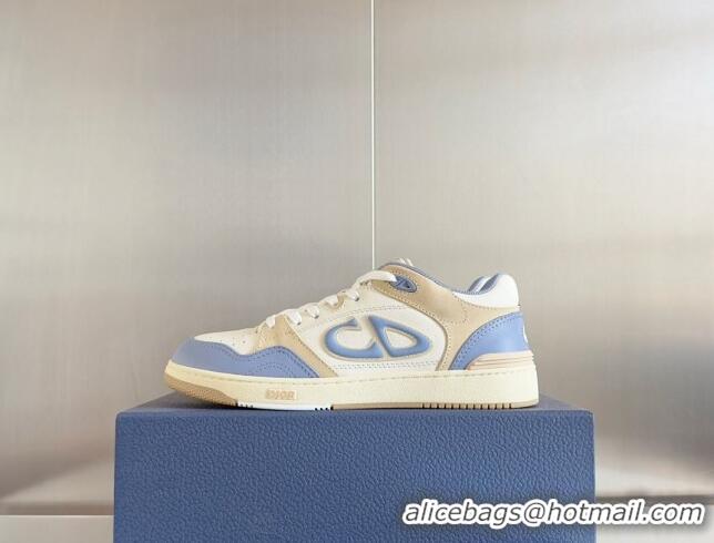 Shop Duplicate Dior B57 Low-Top Sneakers in CD Calfskin and Suede Blue/Beige 905026