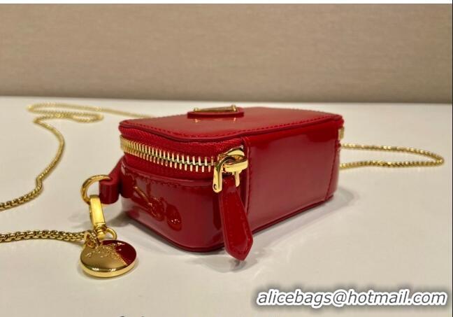 Famous Brand Prada Patent leather mini-pouch 1NR025 Red 2024