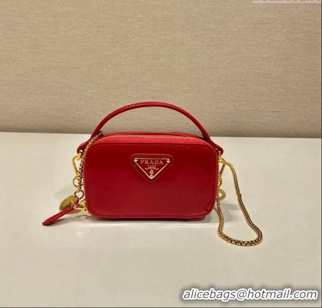 Famous Brand Prada Patent leather mini-pouch 1NR025 Red 2024