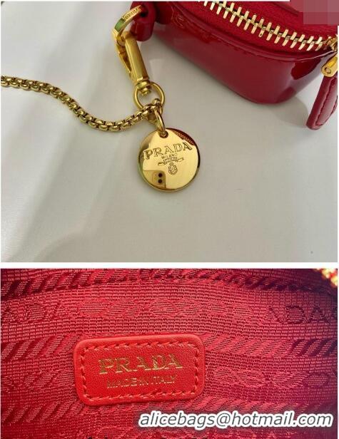 Famous Brand Prada Patent leather mini-pouch 1NR025 Red 2024