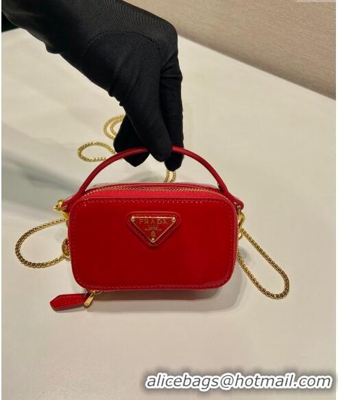 Famous Brand Prada Patent leather mini-pouch 1NR025 Red 2024