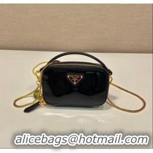 Famous Brand Prada Patent leather mini-pouch 1NR025 Black 2024