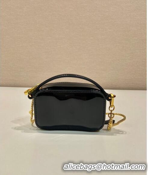 Famous Brand Prada Patent leather mini-pouch 1NR025 Black 2024