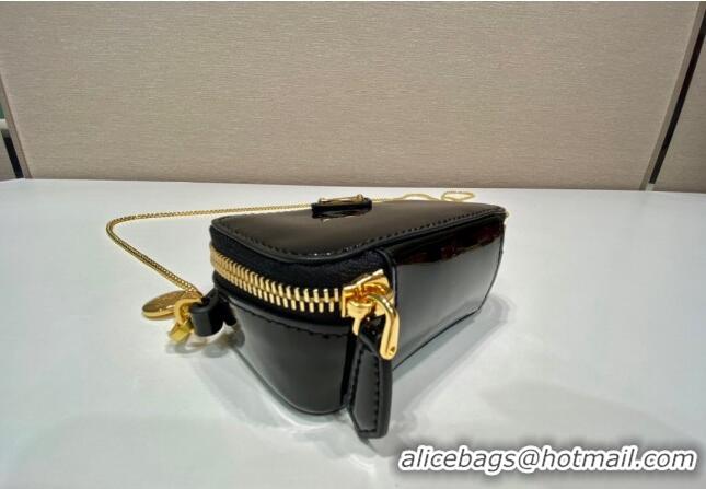 Famous Brand Prada Patent leather mini-pouch 1NR025 Black 2024