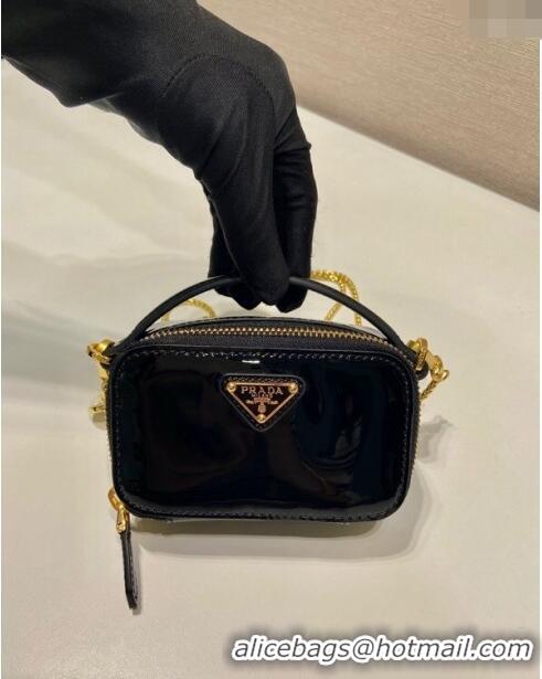 Famous Brand Prada Patent leather mini-pouch 1NR025 Black 2024