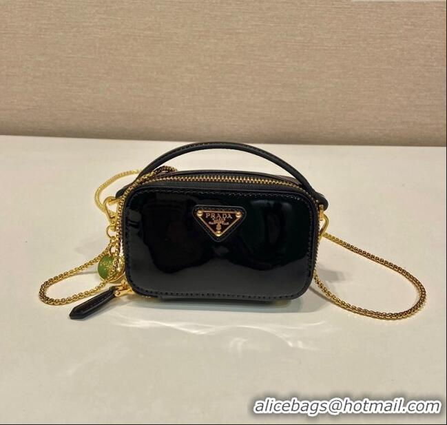 Famous Brand Prada Patent leather mini-pouch 1NR025 Black 2024