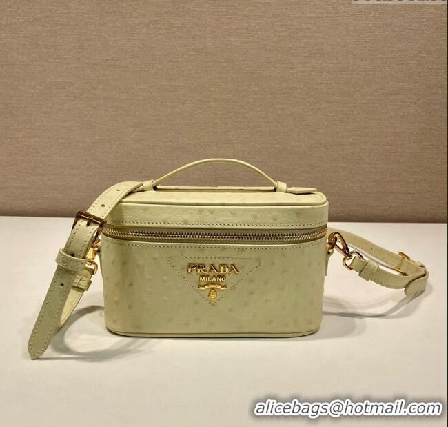 Good Looking Prada Mini Bag in Ostrich Embossed Leather 1BH202 Yellow 2024