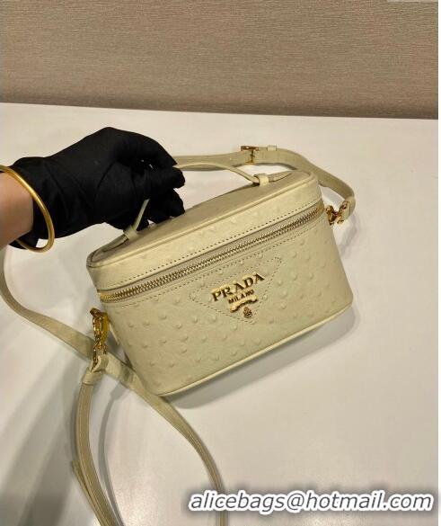 Good Looking Prada Mini Bag in Ostrich Embossed Leather 1BH202 Yellow 2024