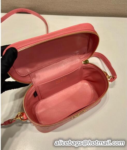 Buy Discount Prada Mini Bag in Ostrich Embossed Leather 1BH202 Pink 2024