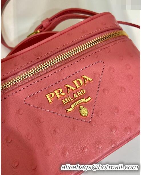 Buy Discount Prada Mini Bag in Ostrich Embossed Leather 1BH202 Pink 2024