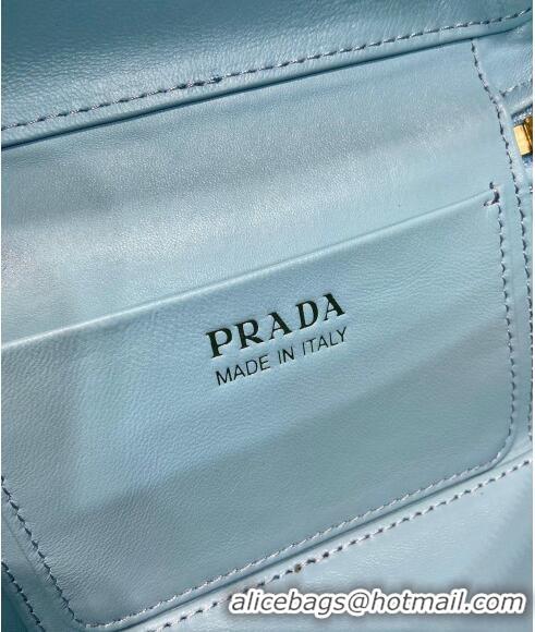 Trendy Design Prada Mini Bag in Ostrich Embossed Leather 1BH202 Light Blue 2024