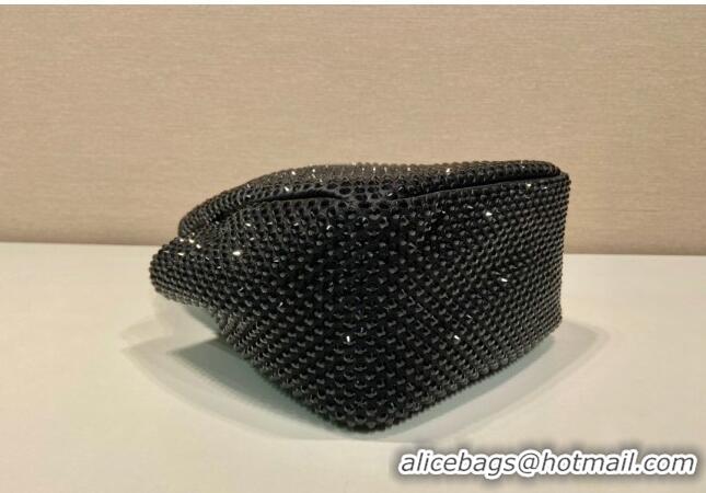 Pretty Style Prada Crystals Mini Top Handle Bag 1BA349 Black 2024