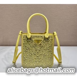 Buy Inexpensive Prada Crystal Mini Tote Bag 1BG331 Yellow 2024