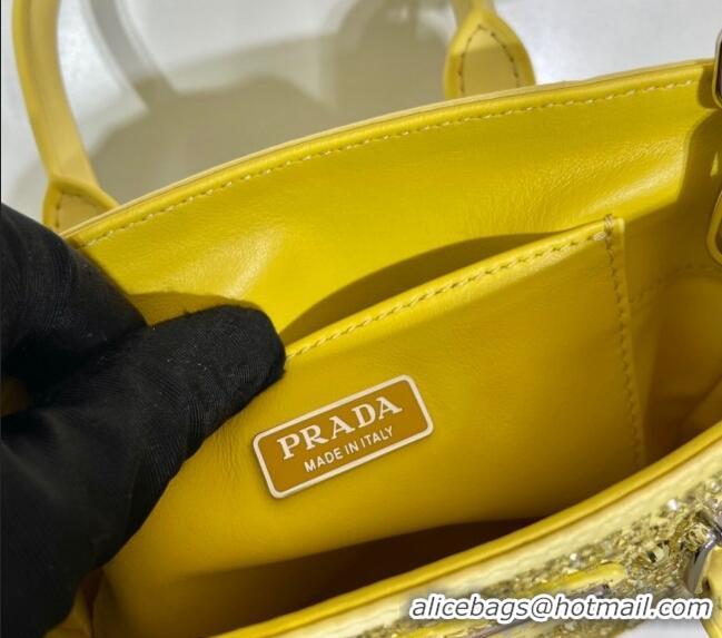 Buy Inexpensive Prada Crystal Mini Tote Bag 1BG331 Yellow 2024