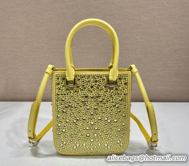 Buy Inexpensive Prada Crystal Mini Tote Bag 1BG331 Yellow 2024