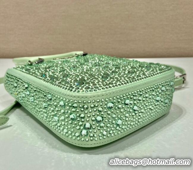 Grade Promotional Prada Crystal Mini Tote Bag 1BG331 Light Green 2024