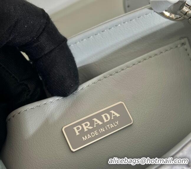 Best Quality Prada Crystal Mini Tote Bag 1BG331 Grey 2024