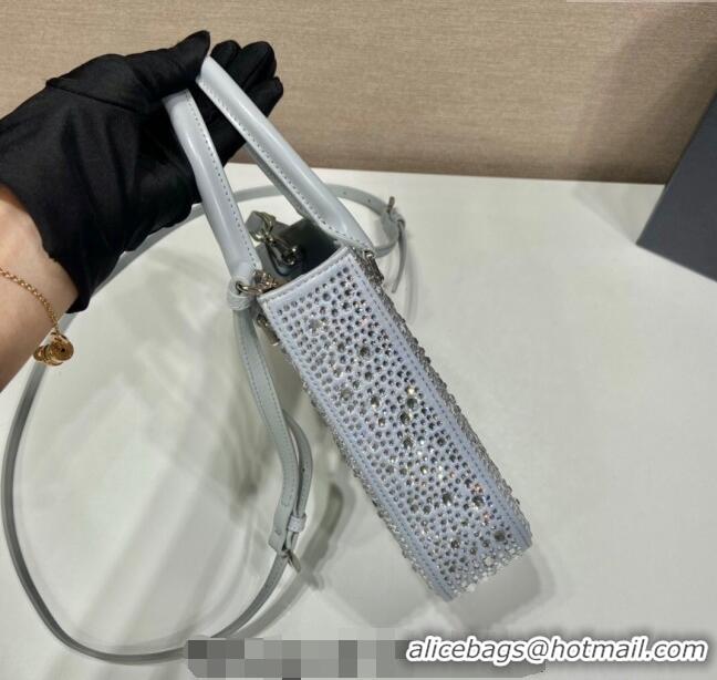 Best Quality Prada Crystal Mini Tote Bag 1BG331 Grey 2024