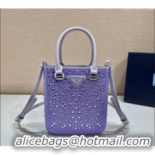 Shop Discount Prada Crystal Mini Tote Bag 1BG331 Purple 2024