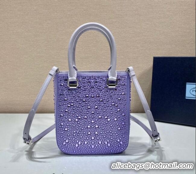 Shop Discount Prada Crystal Mini Tote Bag 1BG331 Purple 2024