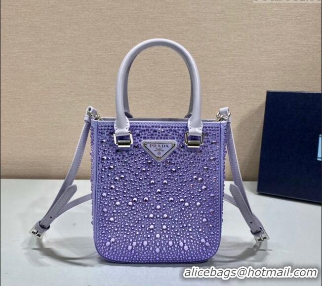 Shop Discount Prada Crystal Mini Tote Bag 1BG331 Purple 2024